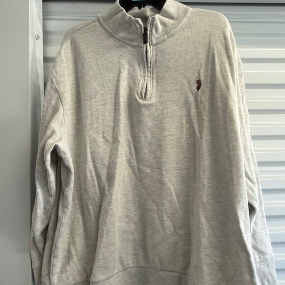 US Polo ASSN Other - U.S. Polo Assn. Men's Mock Neck Quarter-Zip Pullover, Gray, 3XL